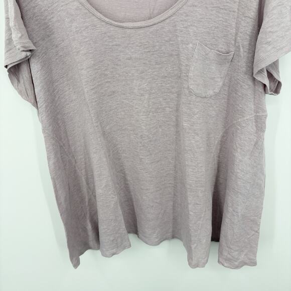 Poetry Linen Top Women 18 Minimalist Capsule Luxury Lagenlook Tee Pocket Boho - Picture 5 of 8
